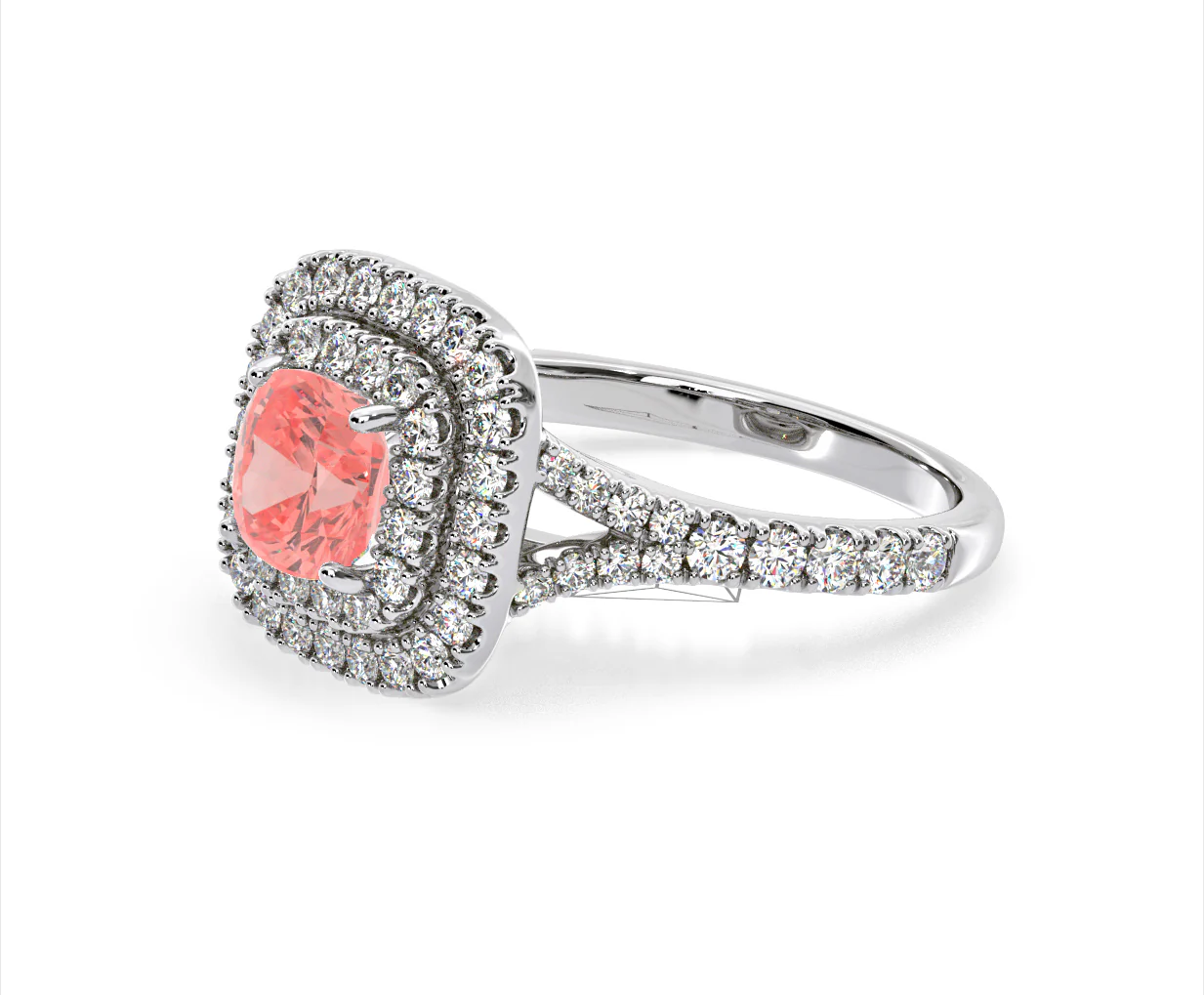 Anastasia Pink Lab Diamond 1.65ct Halo Ring in Platinum - Elara Collection - Image 18