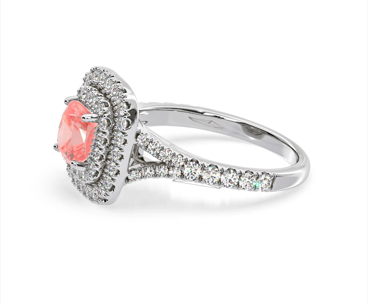 Anastasia Pink Lab Diamond 1.65ct Halo Ring in Platinum - Elara Collection - Image 22