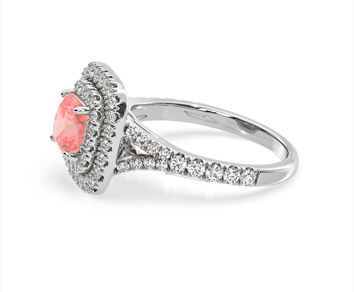 Anastasia Pink Lab Diamond 1.65ct Halo Ring in Platinum - Elara Collection - Image 23