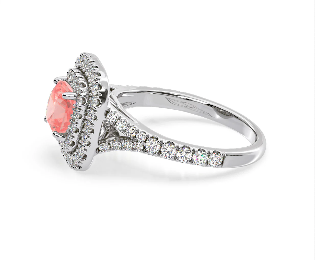 Anastasia Pink Lab Diamond 1.65ct Halo Ring in Platinum - Elara Collection - Image 24