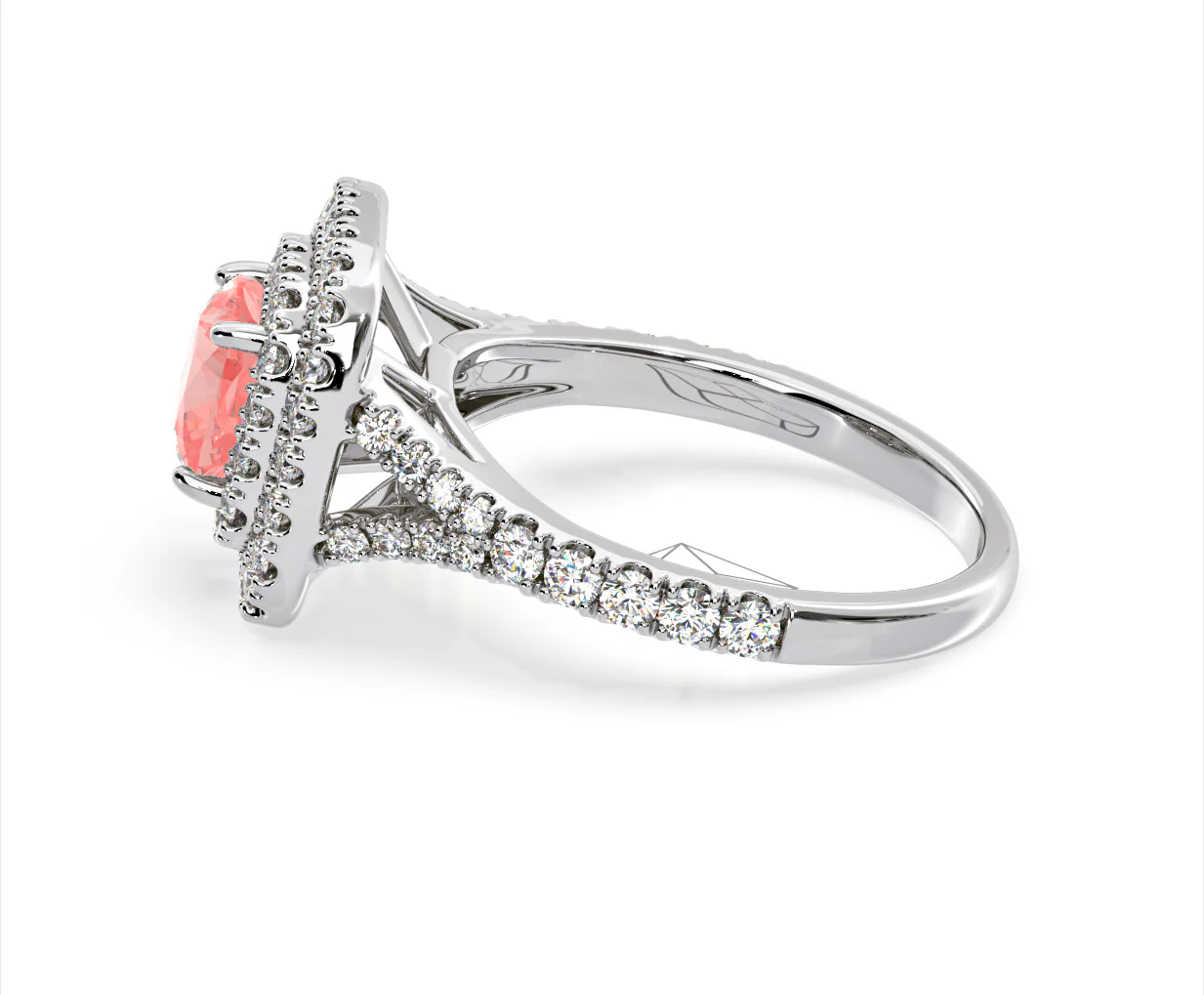 Anastasia Pink Lab Diamond 1.65ct Halo Ring in Platinum - Elara Collection - Image 27