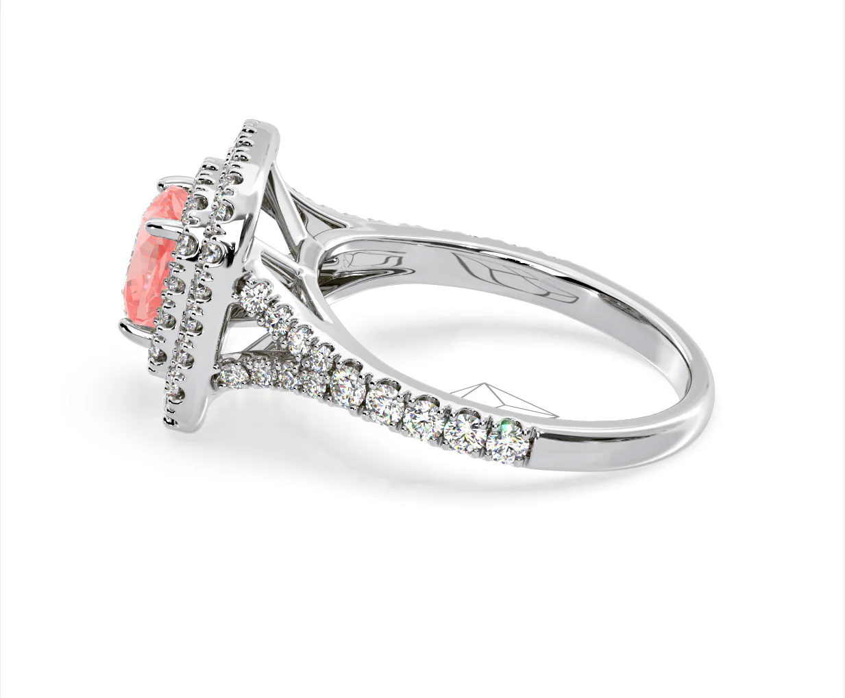Anastasia Pink Lab Diamond 1.65ct Halo Ring in Platinum - Elara Collection - Image 28