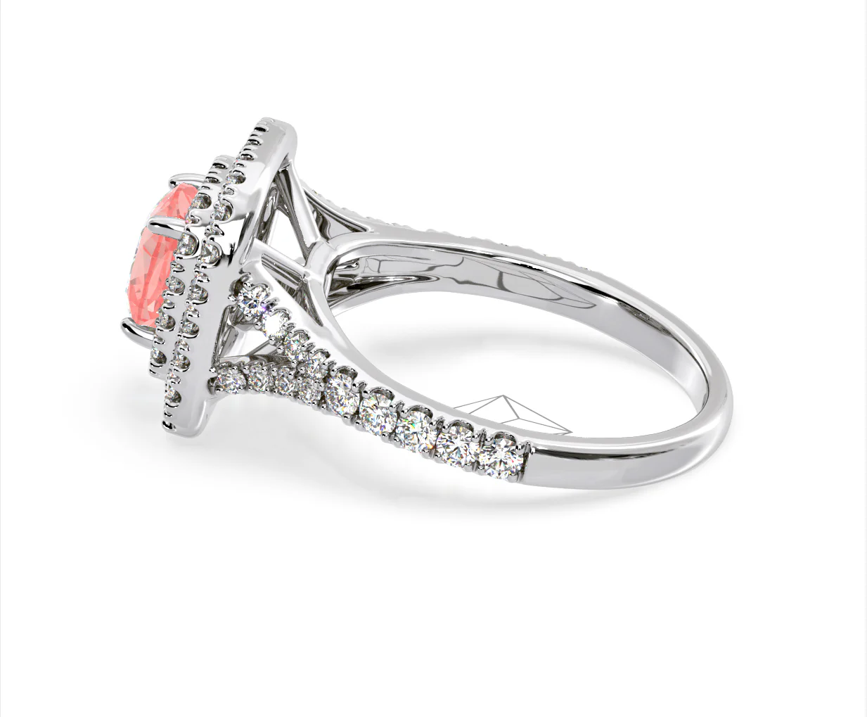 Anastasia Pink Lab Diamond 1.65ct Halo Ring in Platinum - Elara Collection - Image 29
