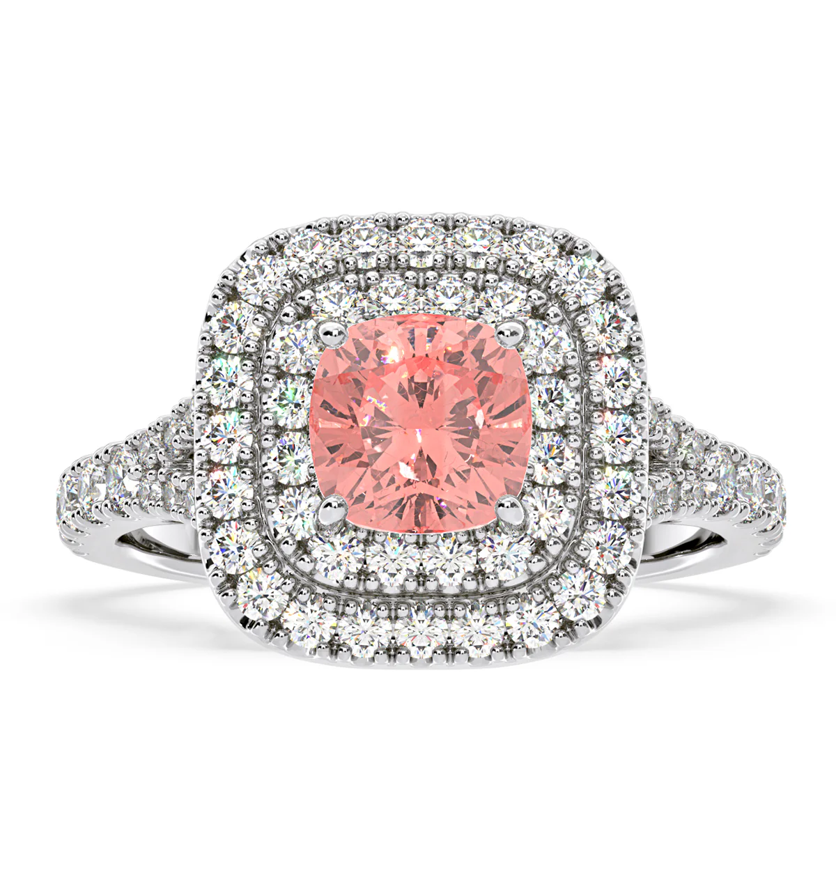 Anastasia Pink Lab Diamond 1.65ct Halo Ring in Platinum - Elara Collection - Image 3