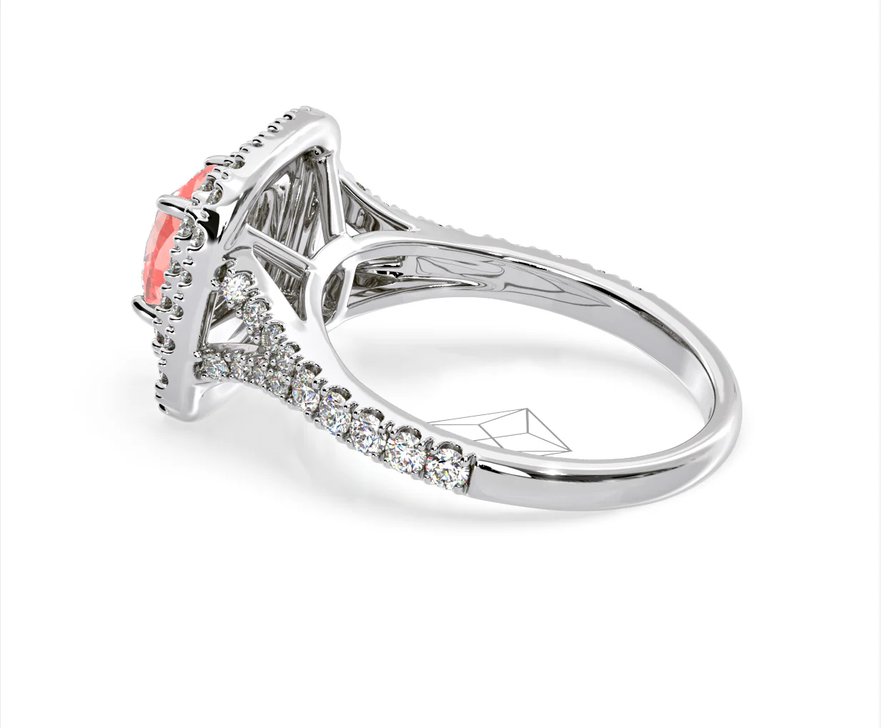 Anastasia Pink Lab Diamond 1.65ct Halo Ring in Platinum - Elara Collection - Image 32