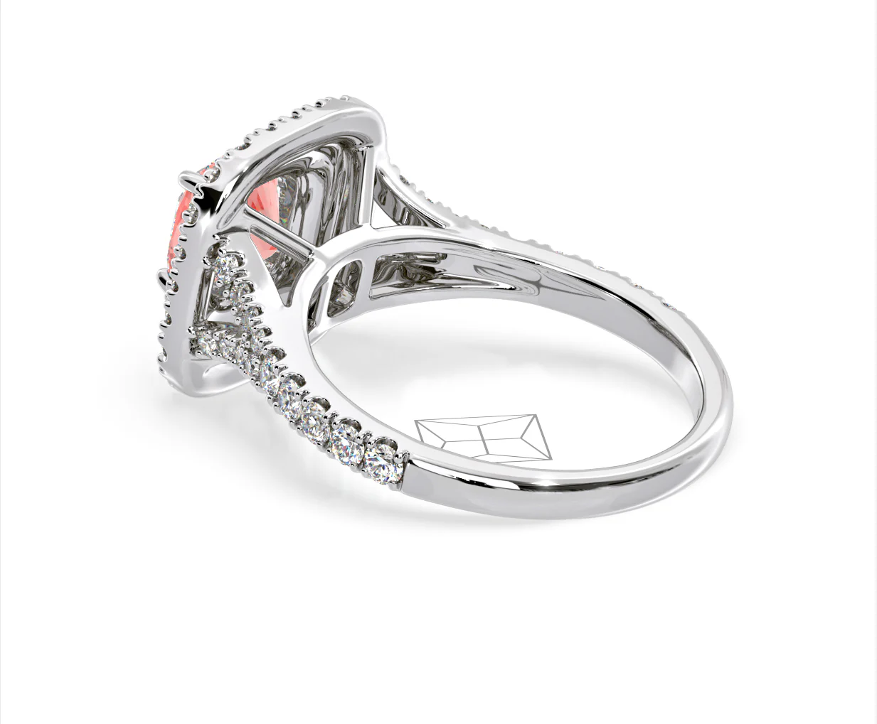 Anastasia Pink Lab Diamond 1.65ct Halo Ring in Platinum - Elara Collection - Image 35