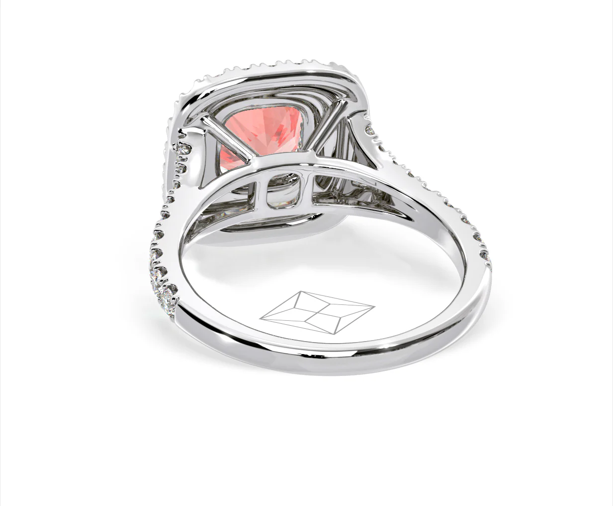 Anastasia Pink Lab Diamond 1.65ct Halo Ring in Platinum - Elara Collection - Image 43