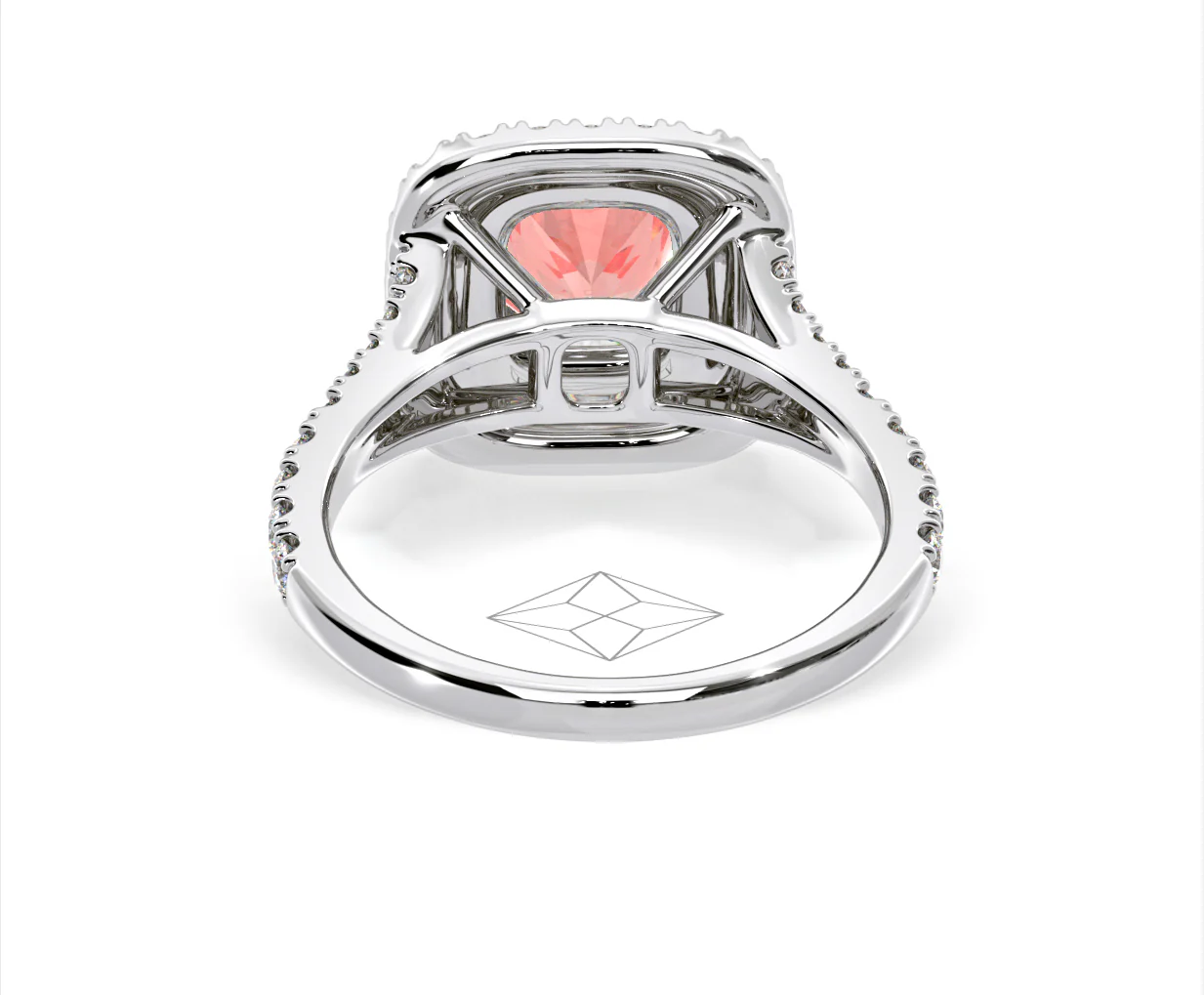 Anastasia Pink Lab Diamond 1.65ct Halo Ring in Platinum - Elara Collection - Image 46