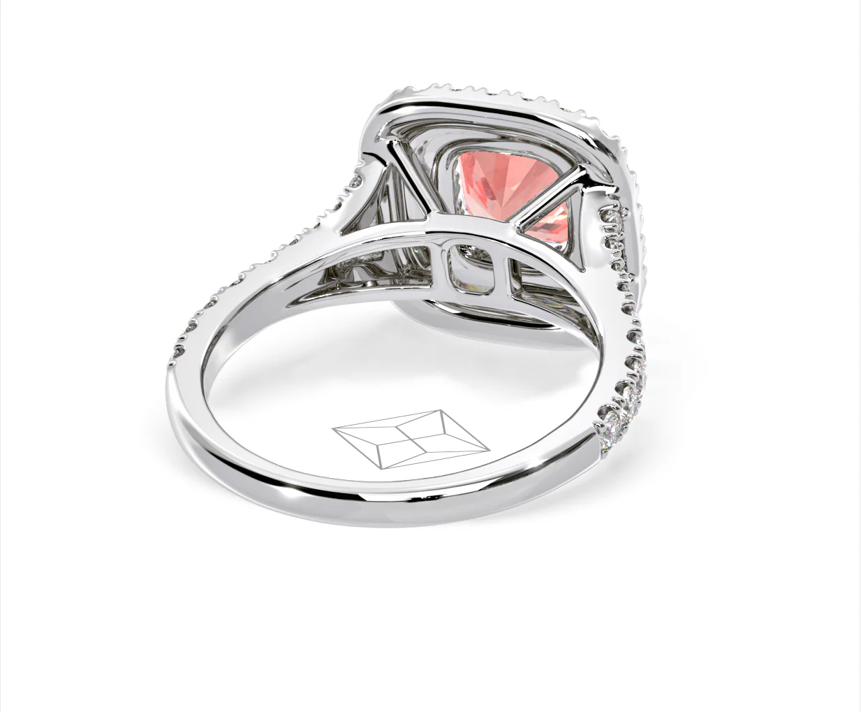 Anastasia Pink Lab Diamond 1.65ct Halo Ring in Platinum - Elara Collection - Image 51