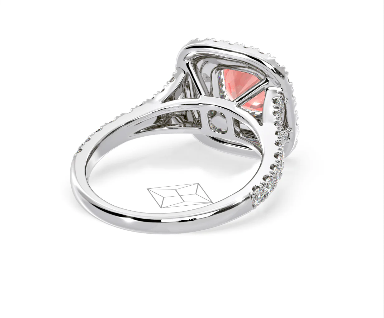 Anastasia Pink Lab Diamond 1.65ct Halo Ring in Platinum - Elara Collection - Image 53