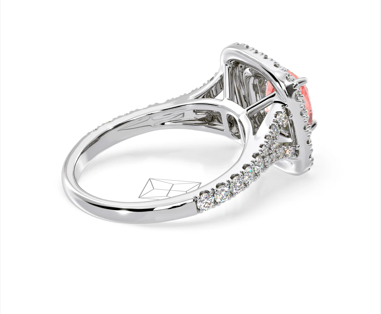 Anastasia Pink Lab Diamond 1.65ct Halo Ring in Platinum - Elara Collection - Image 59