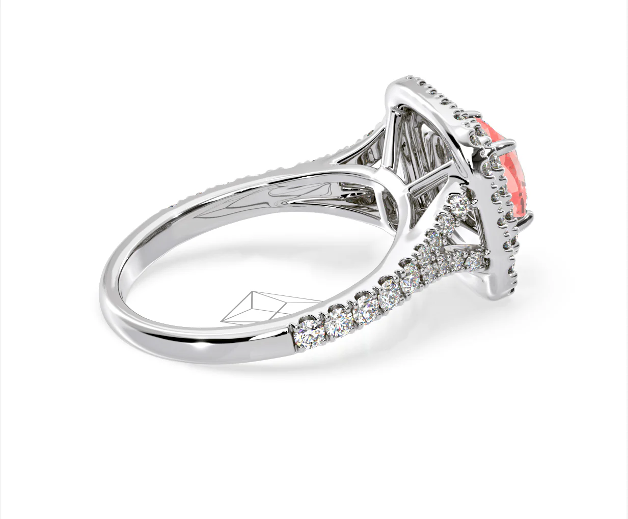 Anastasia Pink Lab Diamond 1.65ct Halo Ring in Platinum - Elara Collection - Image 61