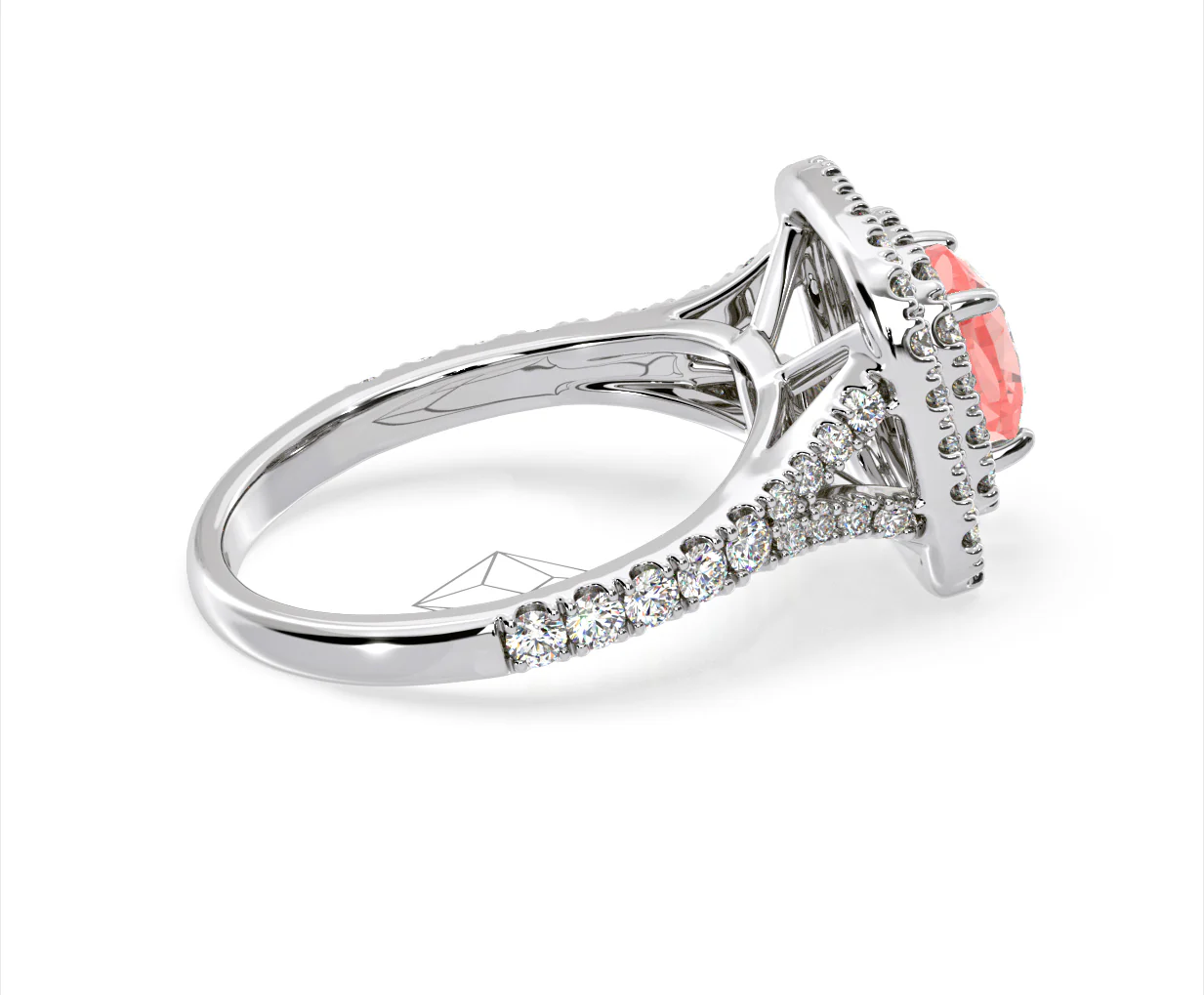 Anastasia Pink Lab Diamond 1.65ct Halo Ring in Platinum - Elara Collection - Image 63