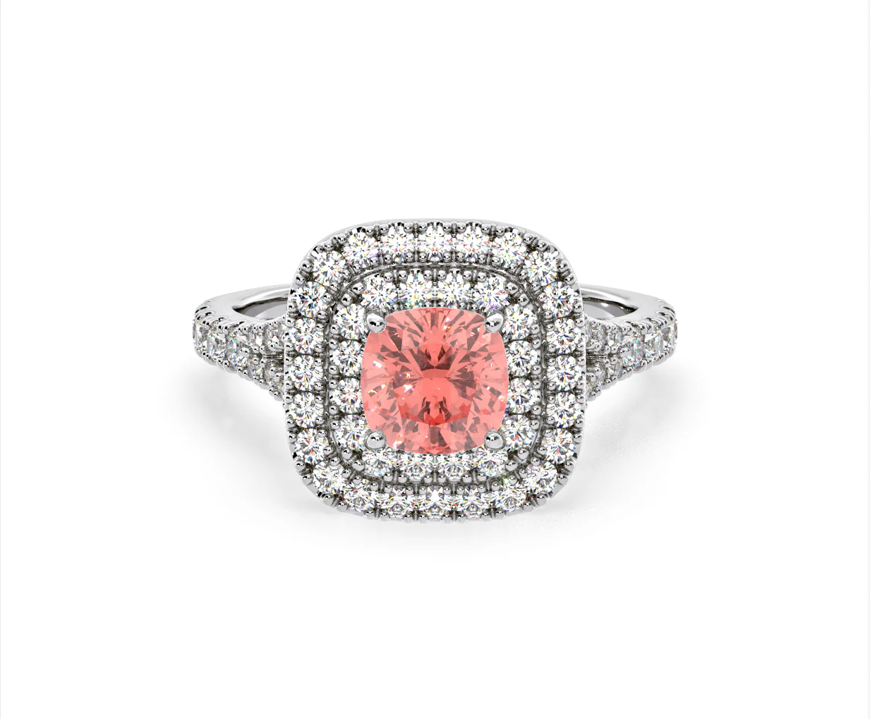 Anastasia Pink Lab Diamond 1.65ct Halo Ring in Platinum - Elara Collection - Image 7
