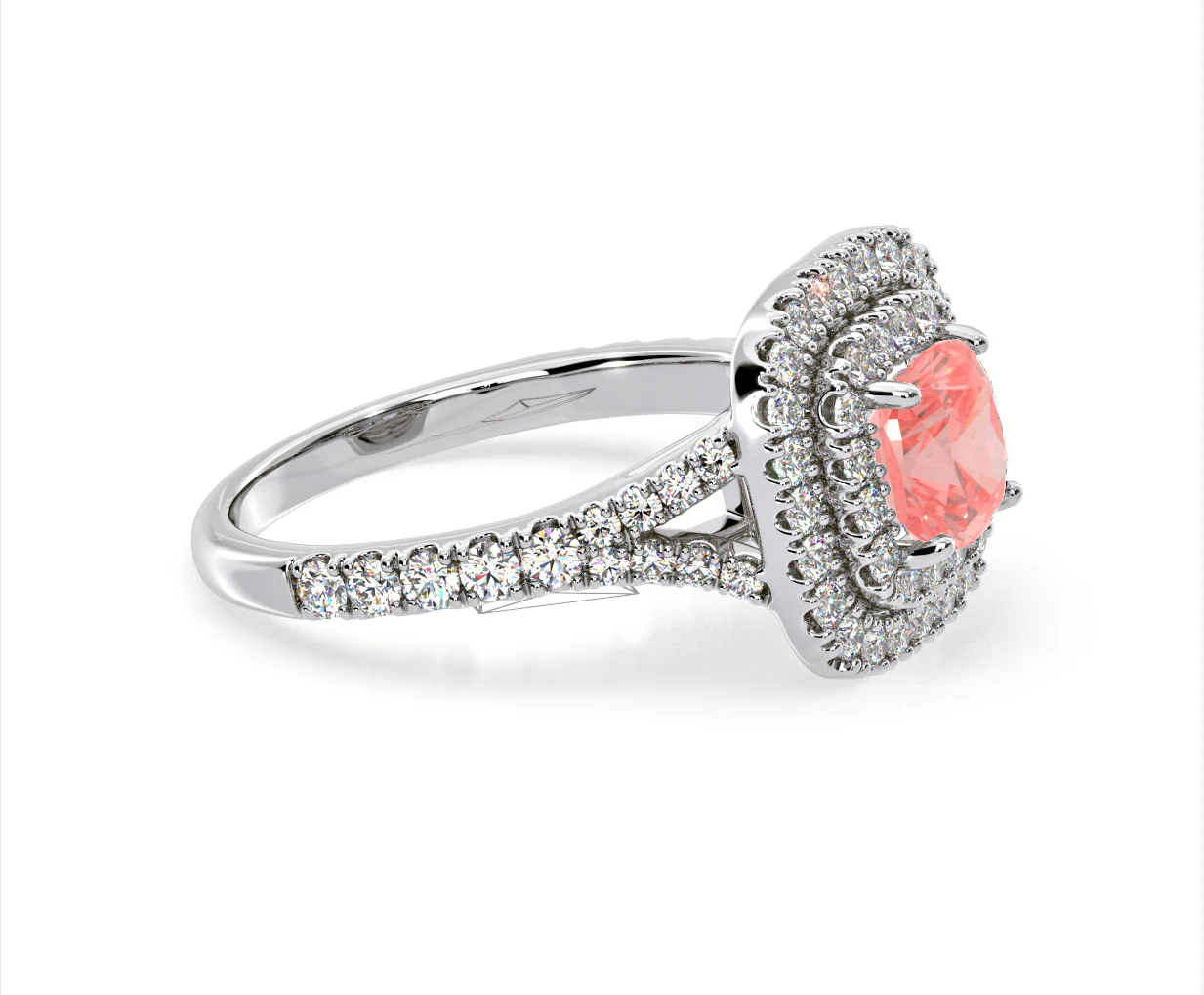 Anastasia Pink Lab Diamond 1.65ct Halo Ring in Platinum - Elara Collection - Image 72
