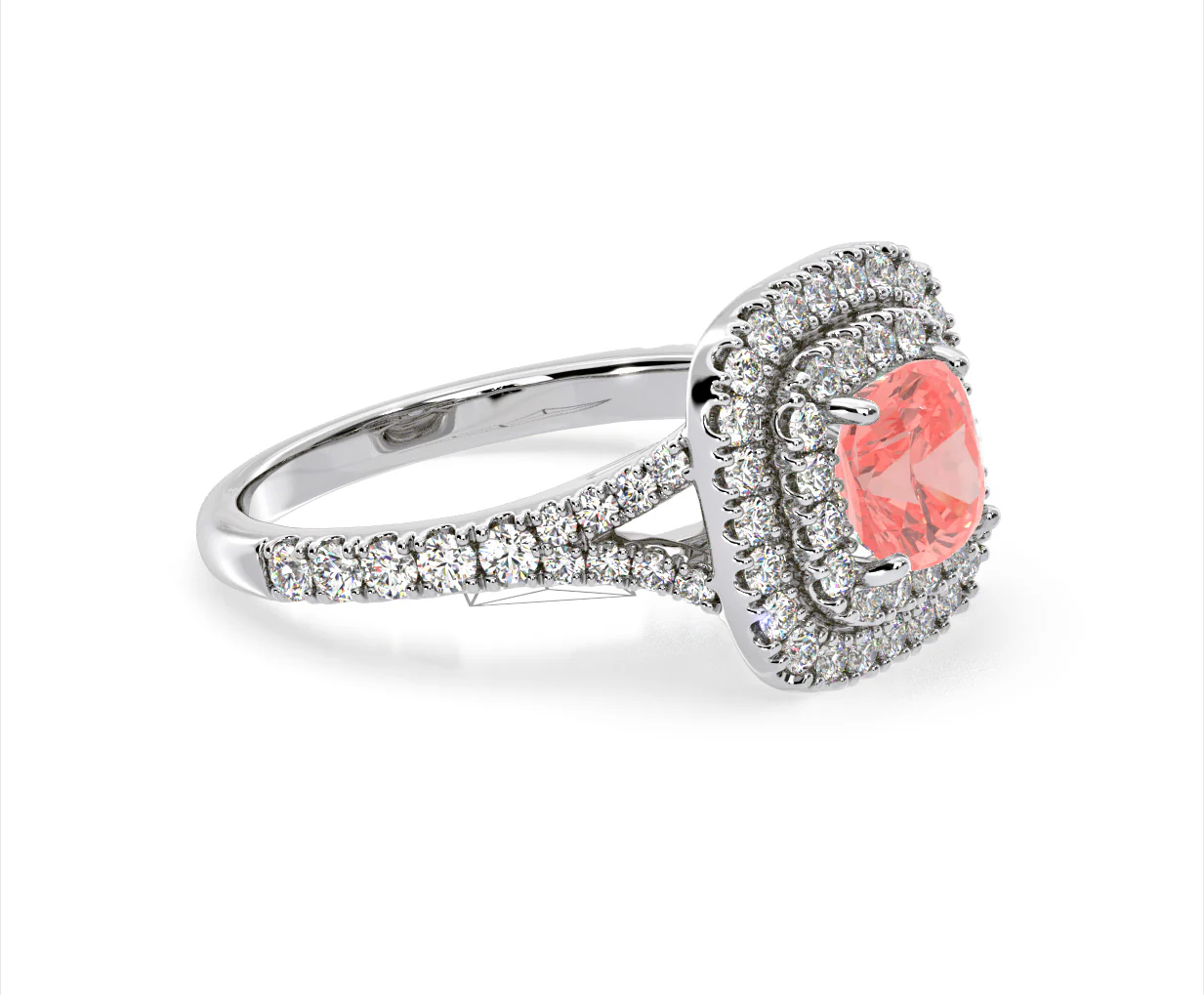 Anastasia Pink Lab Diamond 1.65ct Halo Ring in Platinum - Elara Collection - Image 74