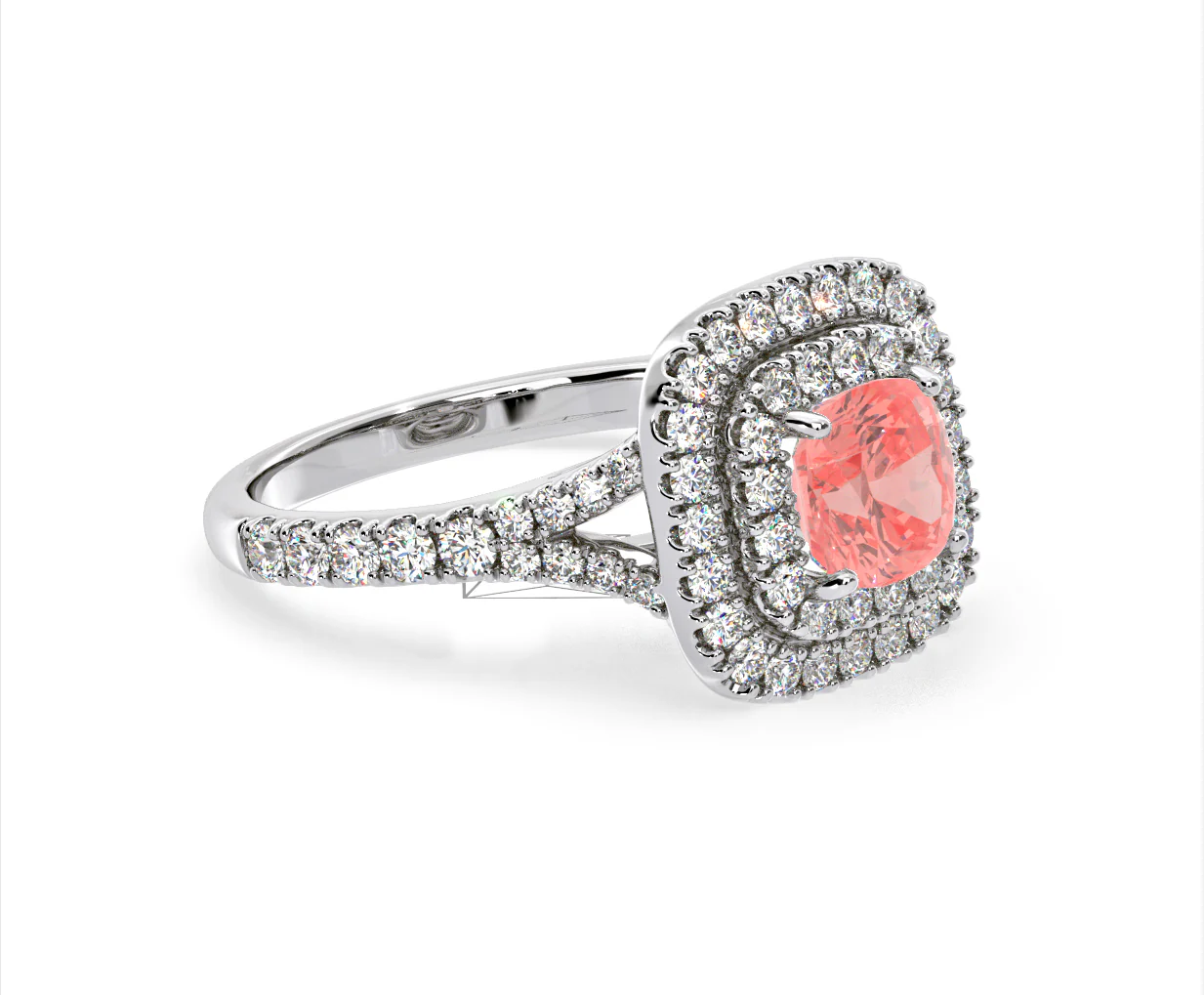 Anastasia Pink Lab Diamond 1.65ct Halo Ring in Platinum - Elara Collection - Image 76