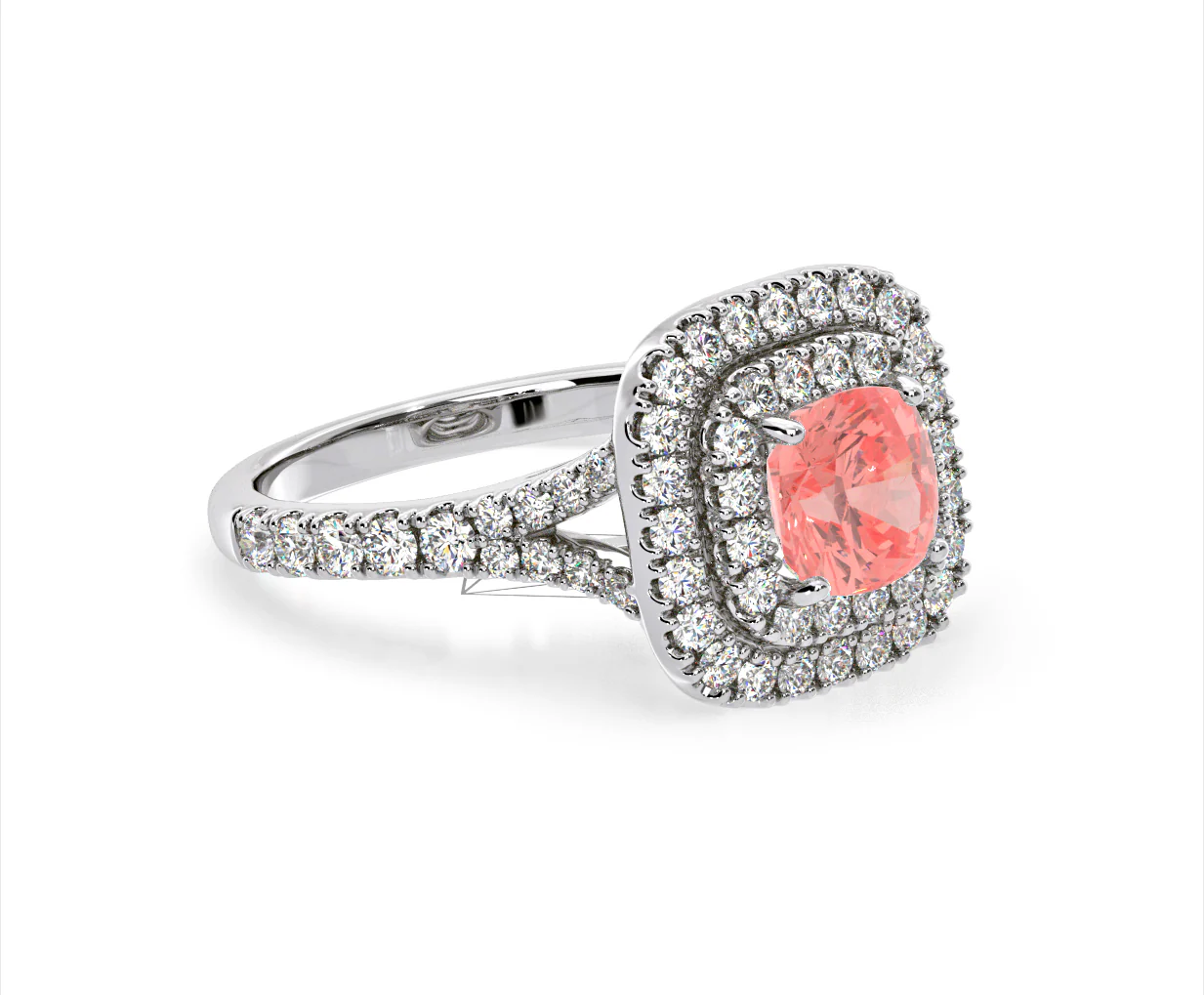 Anastasia Pink Lab Diamond 1.65ct Halo Ring in Platinum - Elara Collection - Image 77