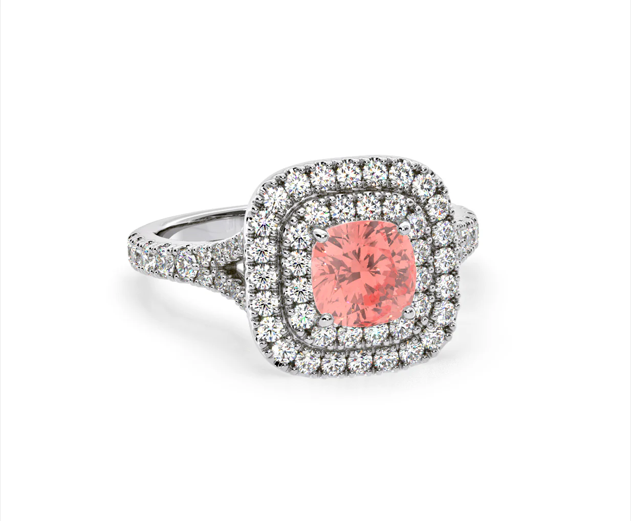 Anastasia Pink Lab Diamond 1.65ct Halo Ring in Platinum - Elara Collection - Image 83