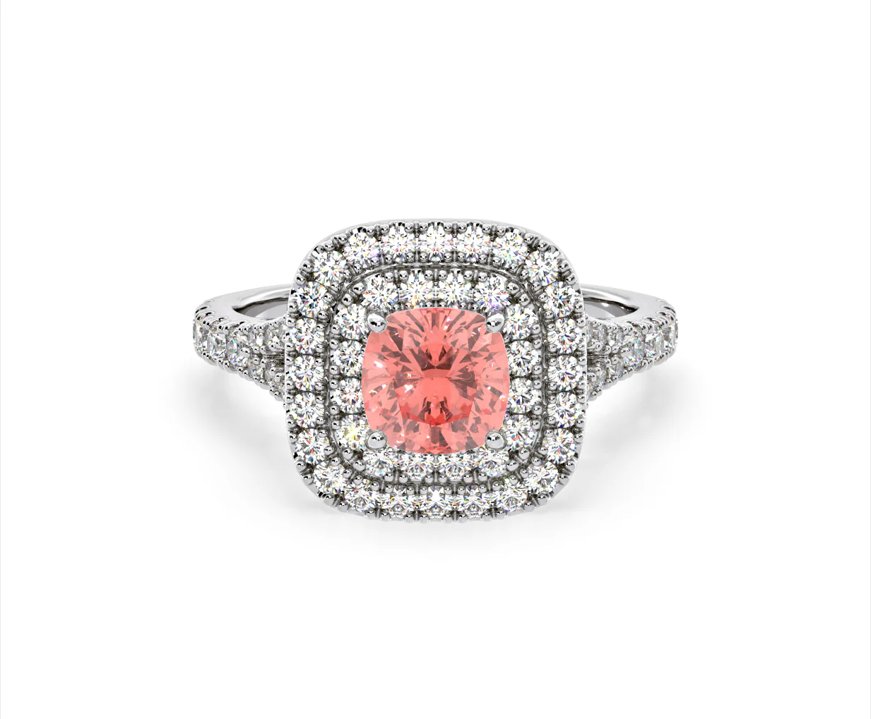 Anastasia Pink Lab Diamond 1.65ct Halo Ring in Platinum - Elara Collection - Image 86