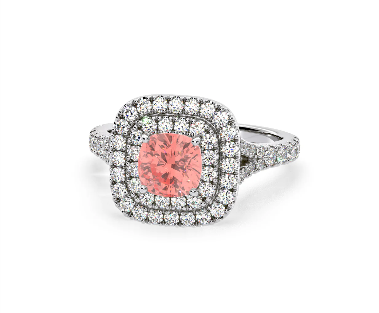 Anastasia Pink Lab Diamond 1.65ct Halo Ring in Platinum - Elara Collection - Image 9