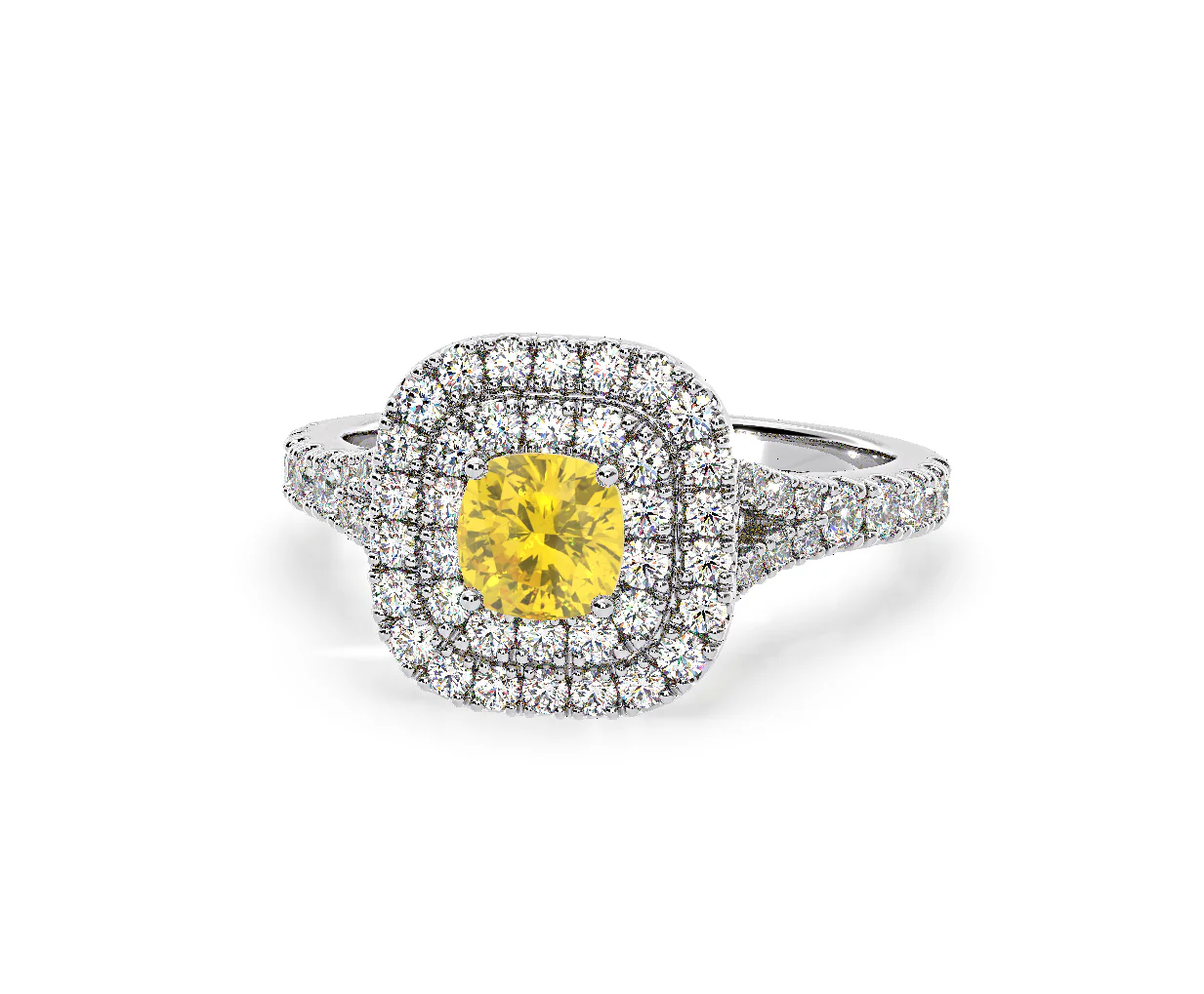 Anastasia Yellow Lab Diamond 1.30ct Halo Ring in 18K White Gold - Elara Collection - Image 10