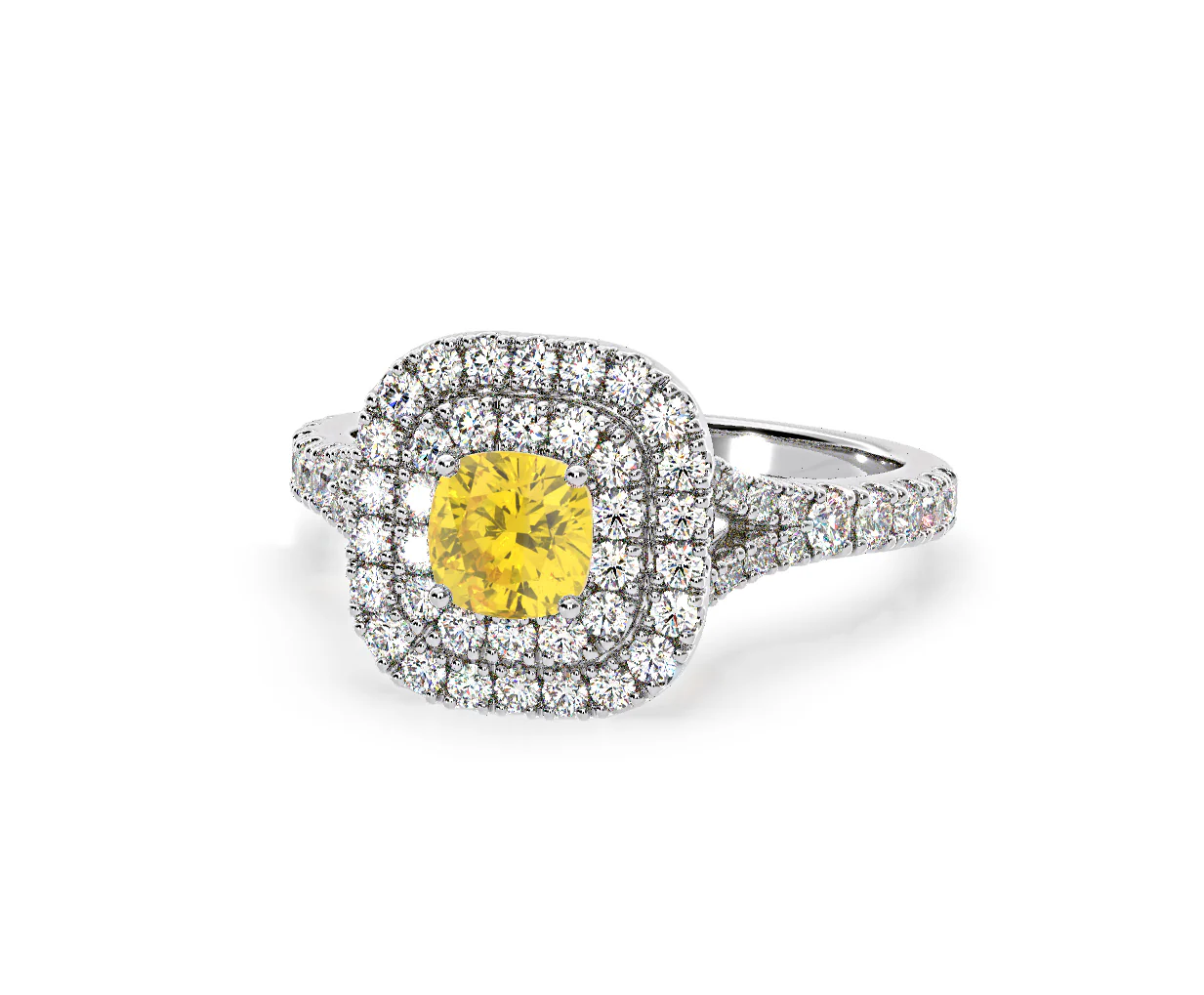 Anastasia Yellow Lab Diamond 1.30ct Halo Ring in 18K White Gold - Elara Collection - Image 11