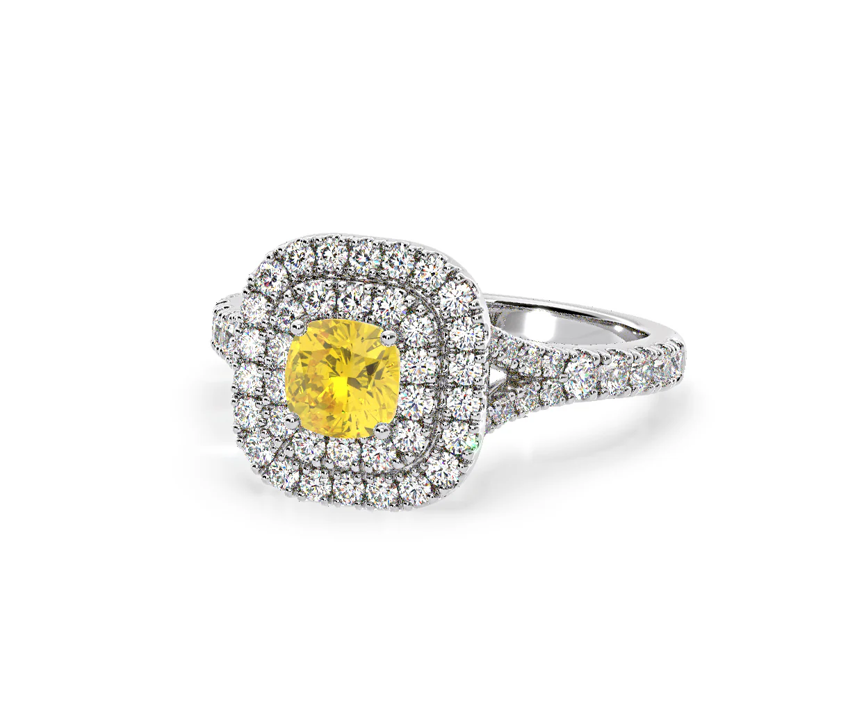 Anastasia Yellow Lab Diamond 1.30ct Halo Ring in 18K White Gold - Elara Collection - Image 12