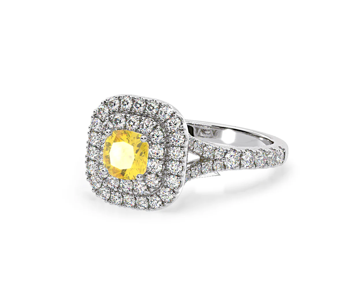 Anastasia Yellow Lab Diamond 1.30ct Halo Ring in 18K White Gold - Elara Collection - Image 14