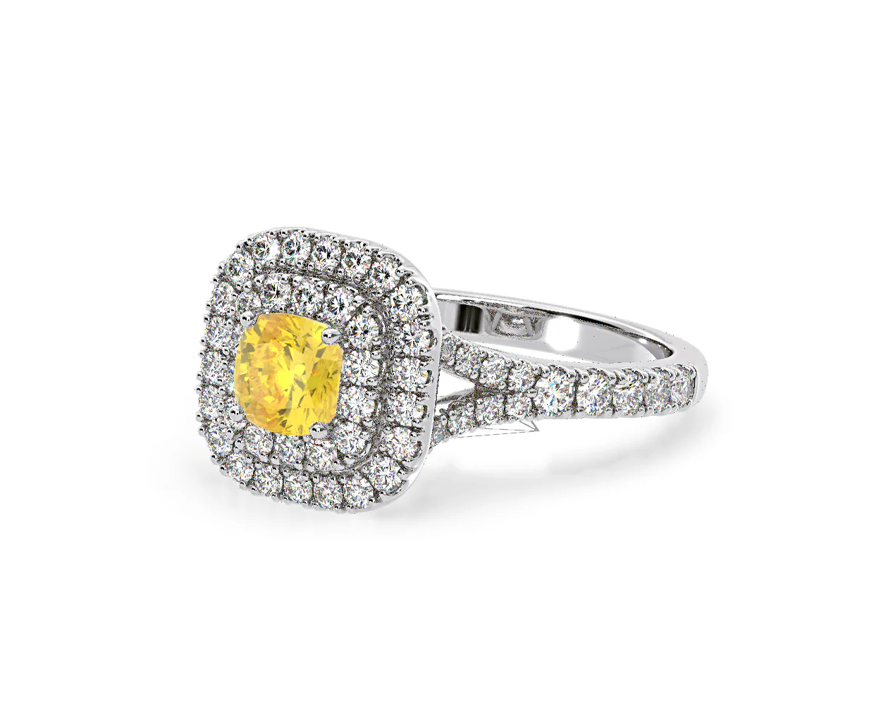 Anastasia Yellow Lab Diamond 1.30ct Halo Ring in 18K White Gold - Elara Collection - Image 15