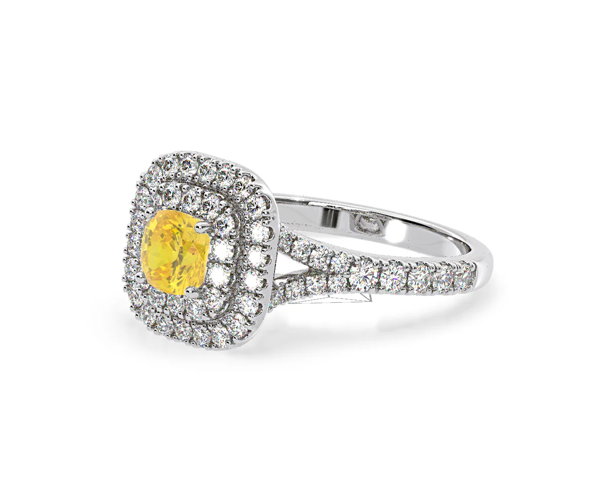 Anastasia Yellow Lab Diamond 1.30ct Halo Ring in 18K White Gold - Elara Collection - Image 17