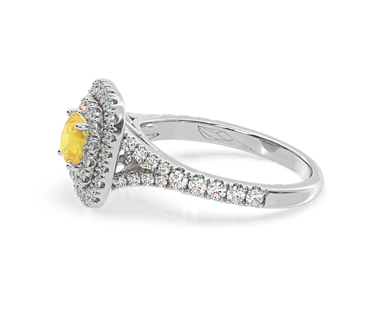 Anastasia Yellow Lab Diamond 1.30ct Halo Ring in 18K White Gold - Elara Collection - Image 25