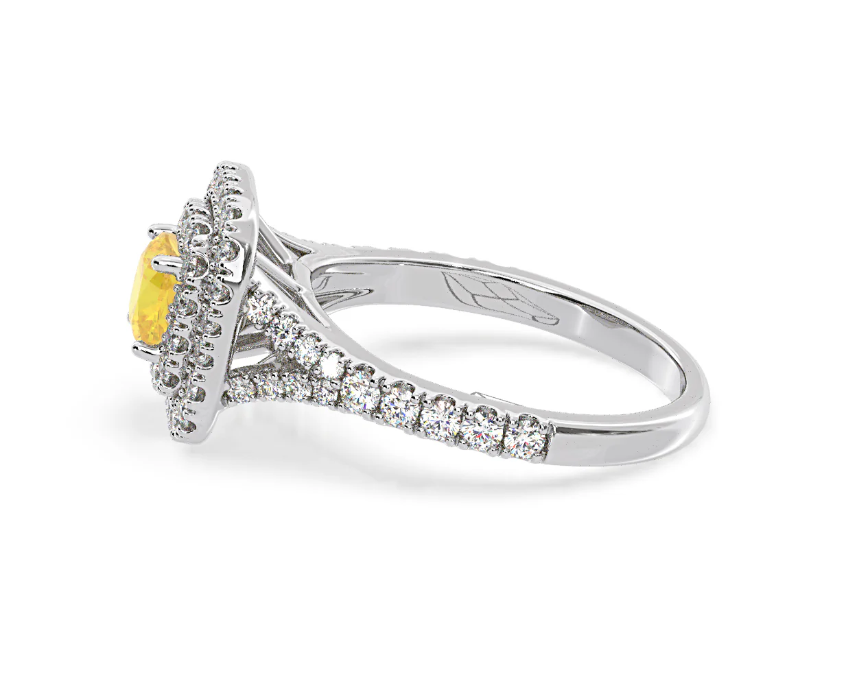 Anastasia Yellow Lab Diamond 1.30ct Halo Ring in 18K White Gold - Elara Collection - Image 27