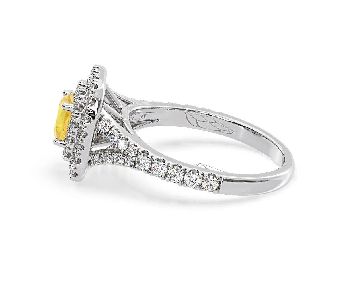 Anastasia Yellow Lab Diamond 1.30ct Halo Ring in 18K White Gold - Elara Collection - Image 28