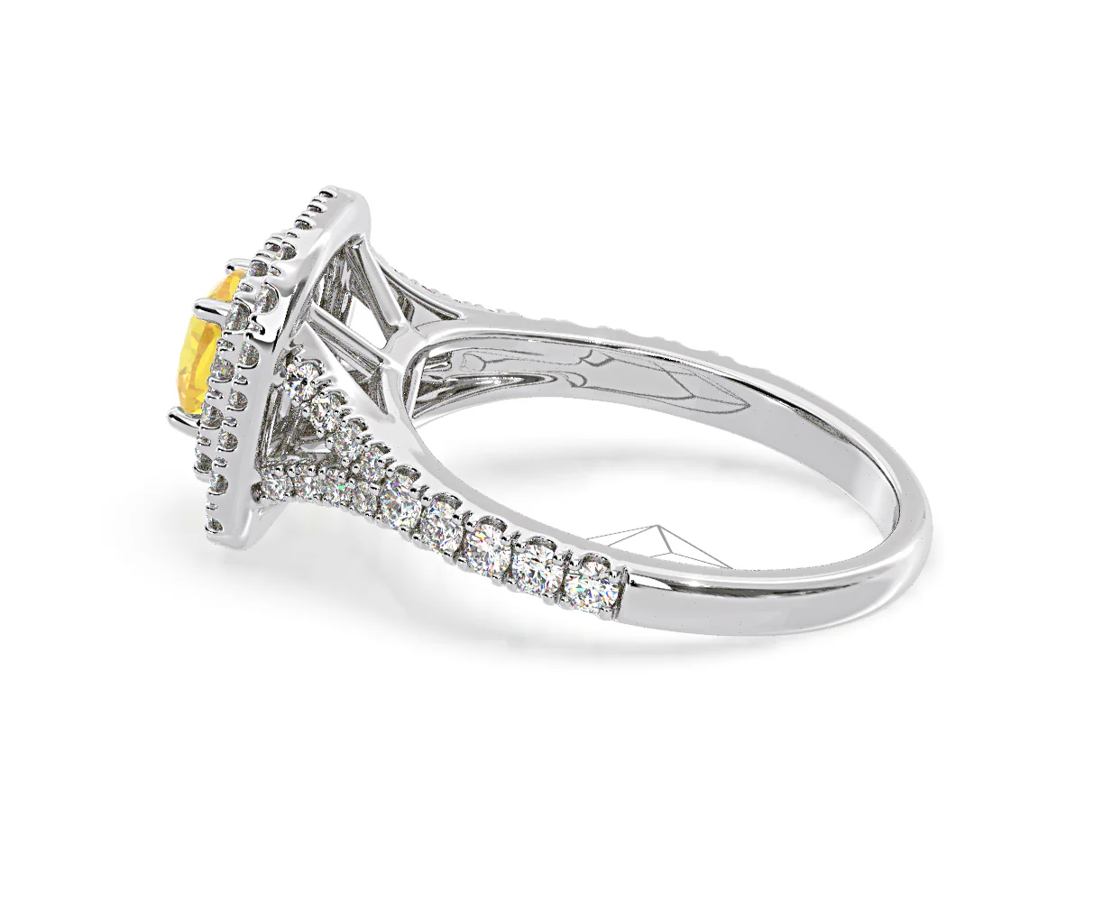 Anastasia Yellow Lab Diamond 1.30ct Halo Ring in 18K White Gold - Elara Collection - Image 31