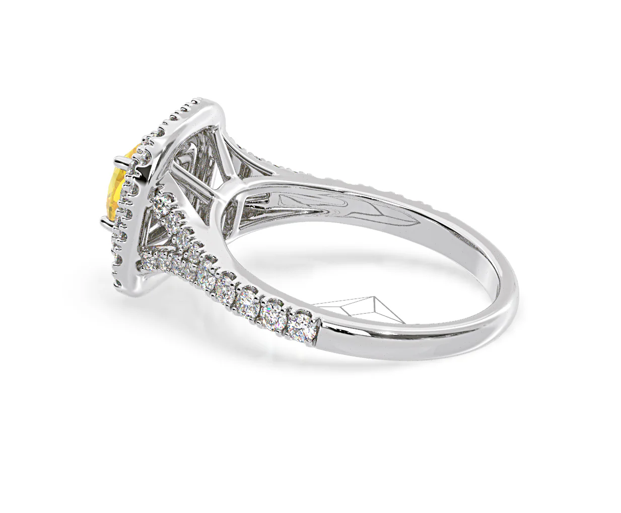 Anastasia Yellow Lab Diamond 1.30ct Halo Ring in 18K White Gold - Elara Collection - Image 33