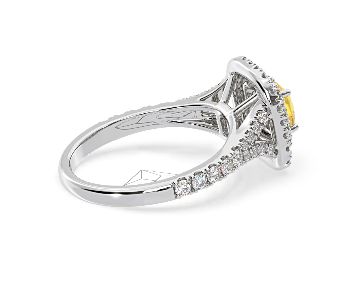 Anastasia Yellow Lab Diamond 1.30ct Halo Ring in 18K White Gold - Elara Collection - Image 62