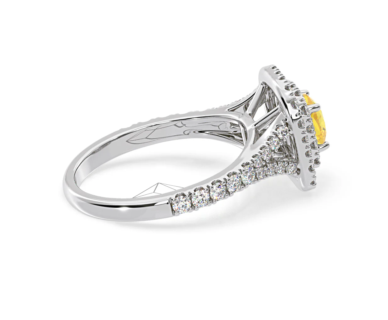 Anastasia Yellow Lab Diamond 1.30ct Halo Ring in 18K White Gold - Elara Collection - Image 64
