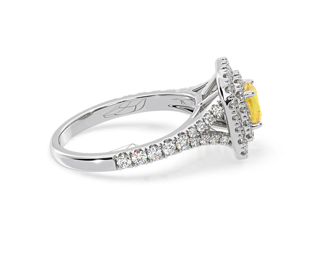 Anastasia Yellow Lab Diamond 1.30ct Halo Ring in 18K White Gold - Elara Collection - Image 67