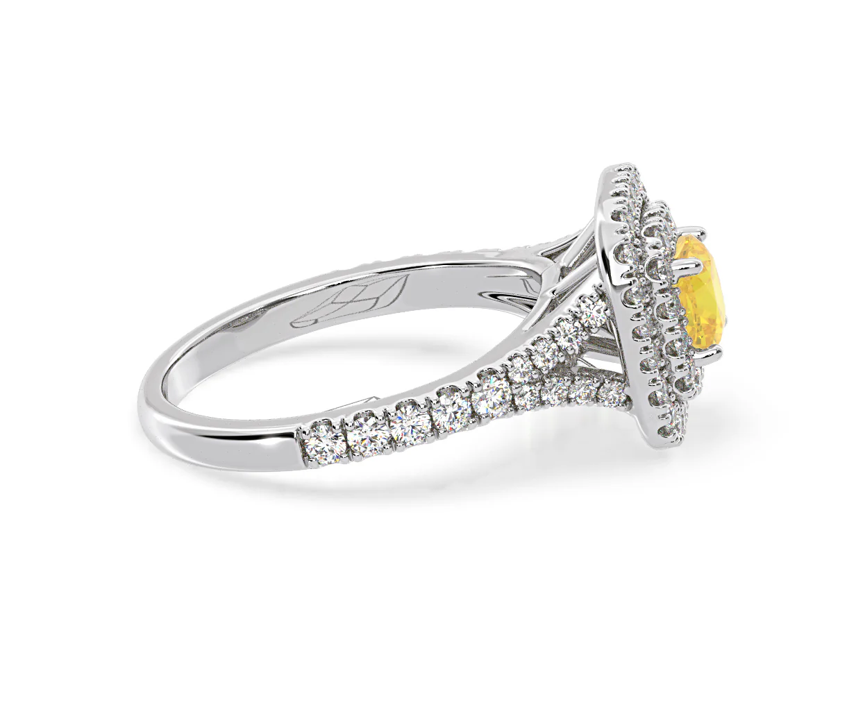 Anastasia Yellow Lab Diamond 1.30ct Halo Ring in 18K White Gold - Elara Collection - Image 68