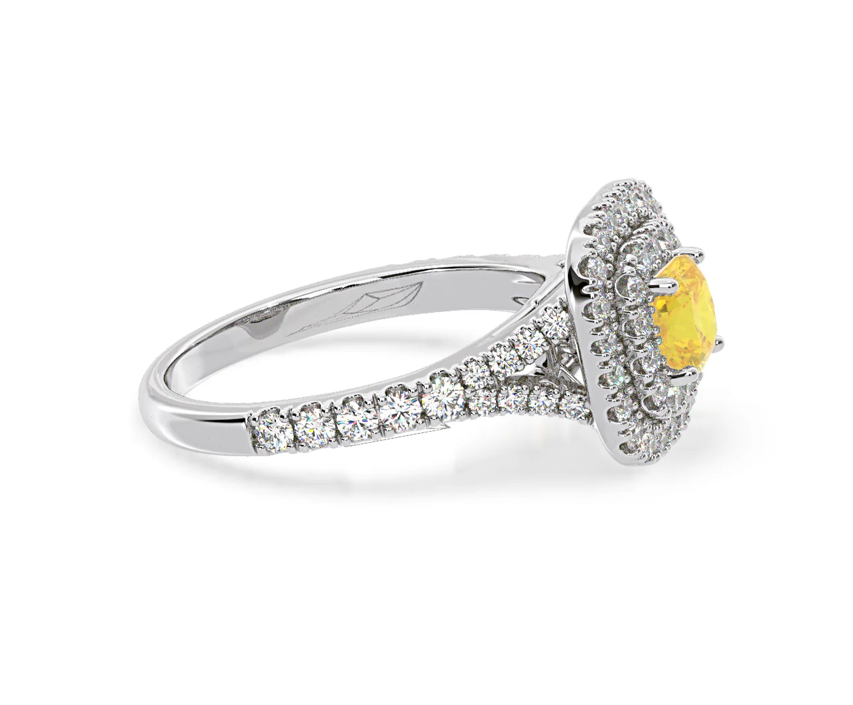Anastasia Yellow Lab Diamond 1.30ct Halo Ring in 18K White Gold - Elara Collection - Image 71