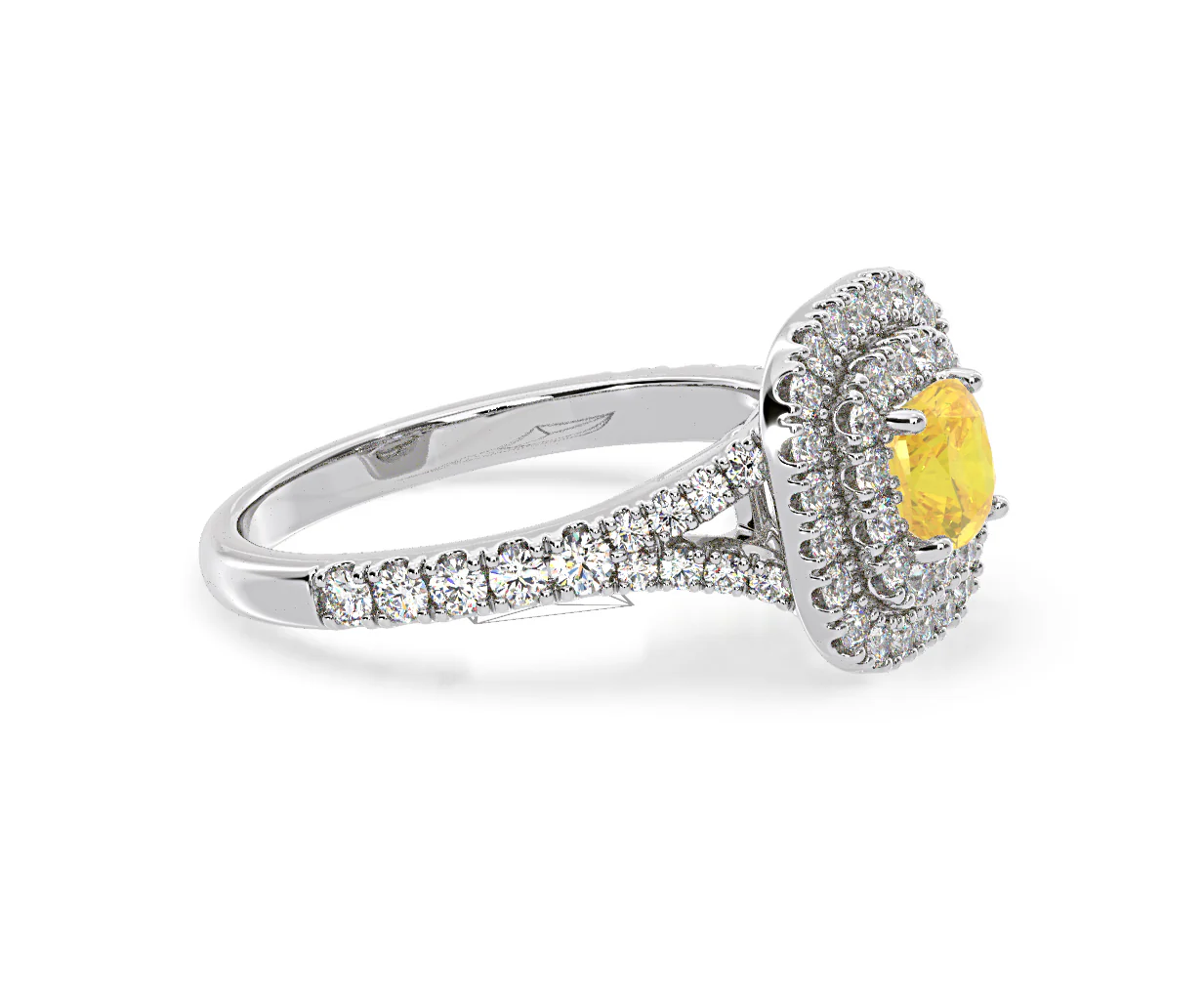 Anastasia Yellow Lab Diamond 1.30ct Halo Ring in 18K White Gold - Elara Collection - Image 73