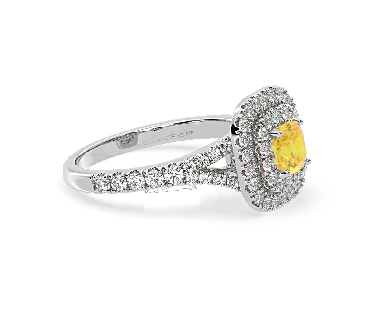 Anastasia Yellow Lab Diamond 1.30ct Halo Ring in 18K White Gold - Elara Collection - Image 74