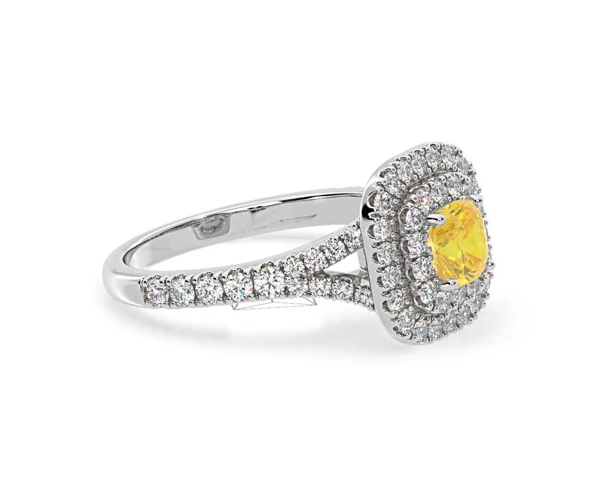 Anastasia Yellow Lab Diamond 1.30ct Halo Ring in 18K White Gold - Elara Collection - Image 75