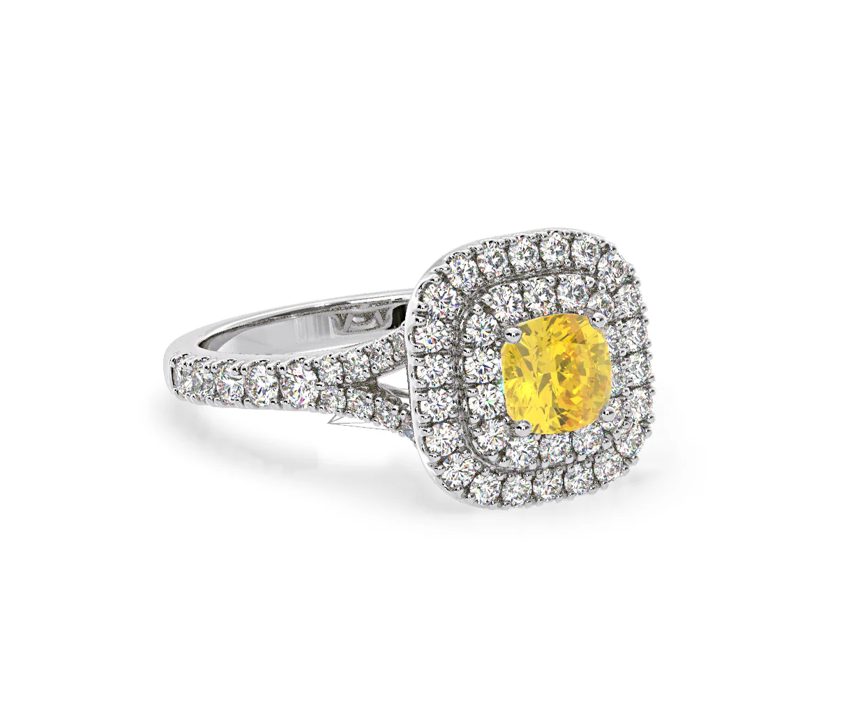 Anastasia Yellow Lab Diamond 1.30ct Halo Ring in 18K White Gold - Elara Collection - Image 81