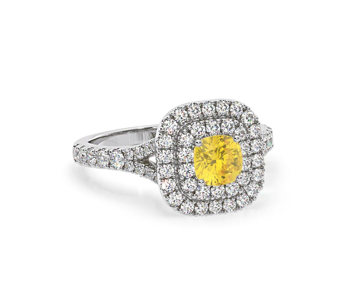 Anastasia Yellow Lab Diamond 1.30ct Halo Ring in 18K White Gold - Elara Collection - Image 83