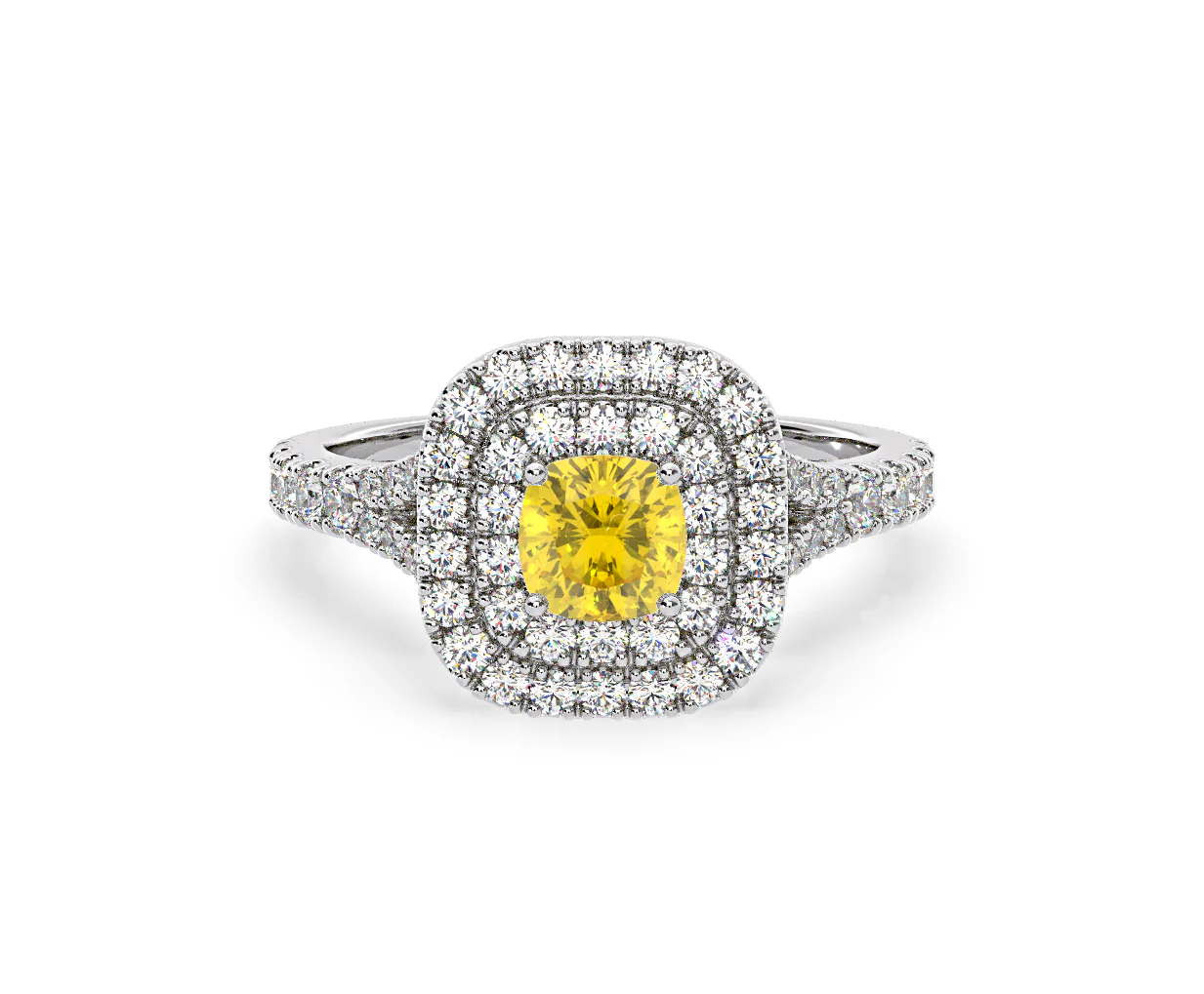 Anastasia Yellow Lab Diamond 1.30ct Halo Ring in 18K White Gold - Elara Collection - Image 87
