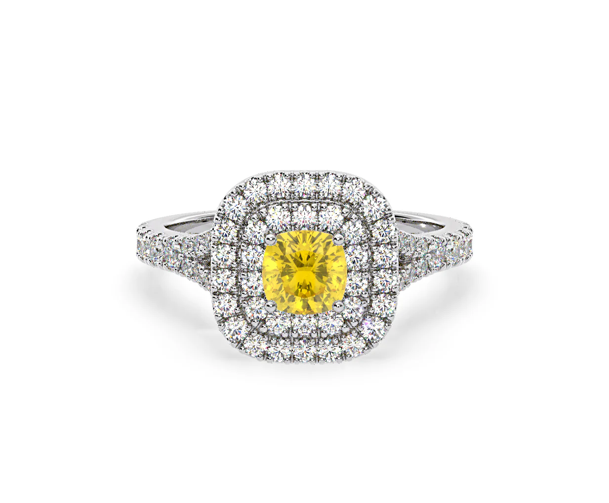 Anastasia Yellow Lab Diamond 1.30ct Halo Ring in Platinum - Elara Collection - Image 10