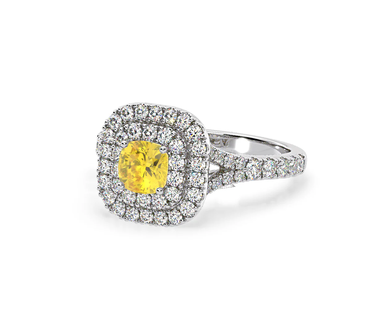 Anastasia Yellow Lab Diamond 1.30ct Halo Ring in Platinum - Elara Collection - Image 15