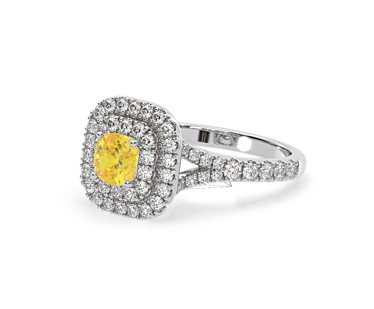 Anastasia Yellow Lab Diamond 1.30ct Halo Ring in Platinum - Elara Collection - Image 18